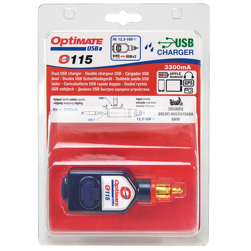 Cargador USB Optimate Doble 3300 mA O-115