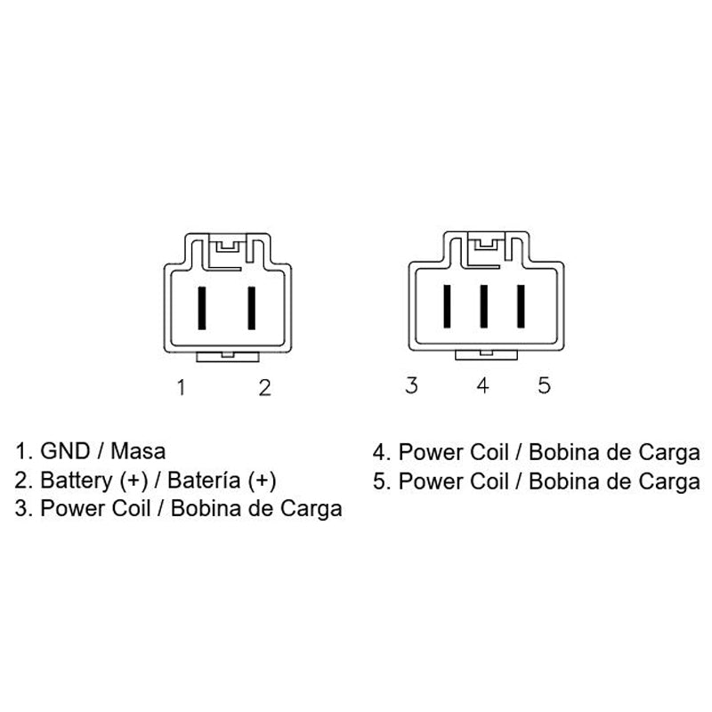 Regulador Honda VT Shadow 12V/50A - Tipo mosfe - Trifase - 5 cables - 2 conectores