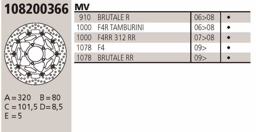Disco BREMBO Genuine MV AVG 1000 RR TAMBUR