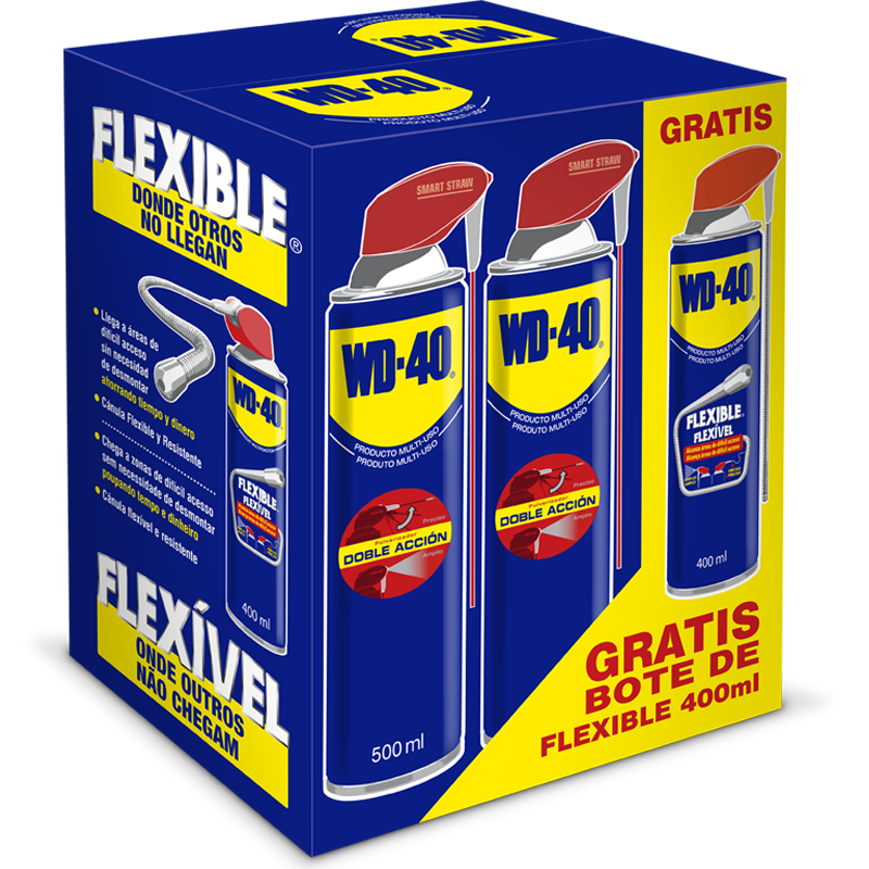 PACK WD40 DOBLE ACCION 500 ML FLEXIBLE 400 ML REGALO