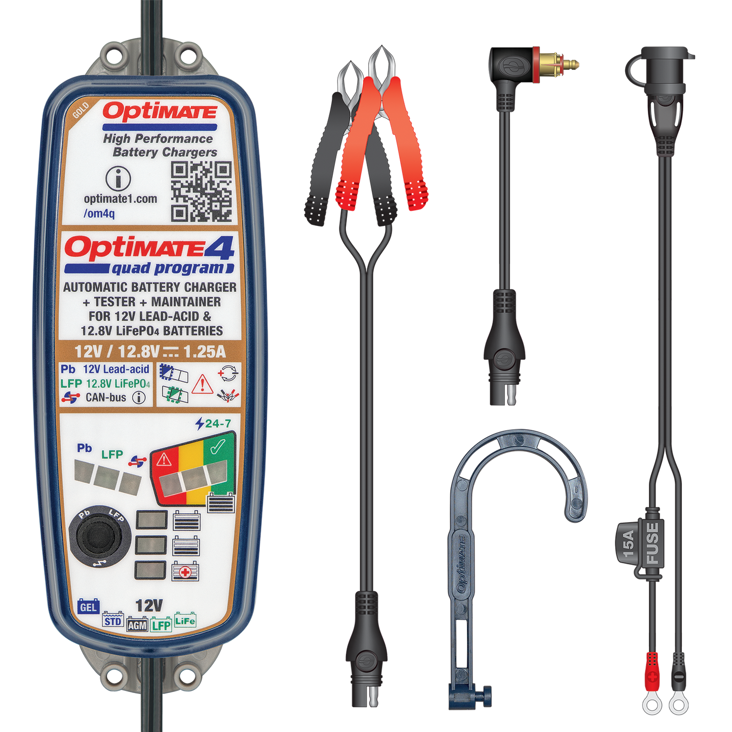 Cargador/Mantenedor de baterías Optimate 4 Quad Program Premium TM630-PR