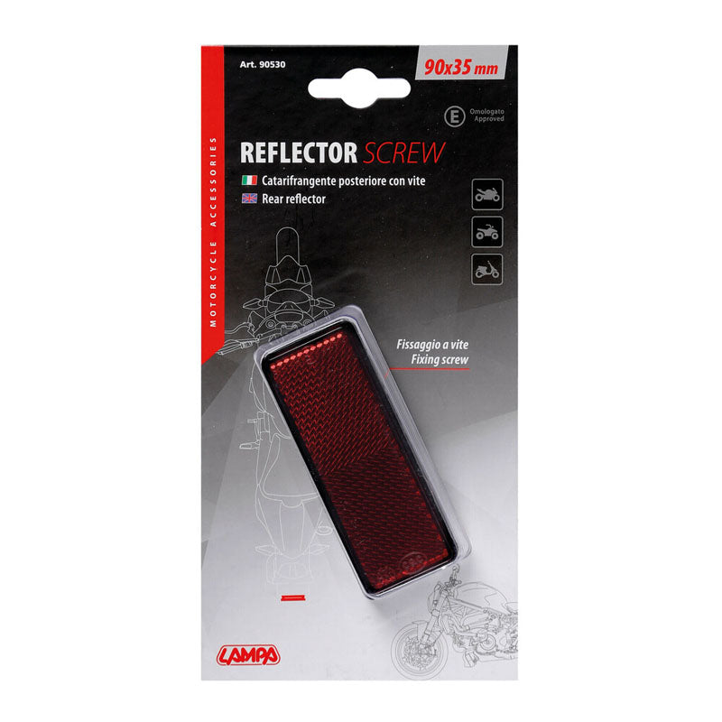 REFLECTOR LAMPA TRASERO CON TORNILLO 90X35 MM Rojo