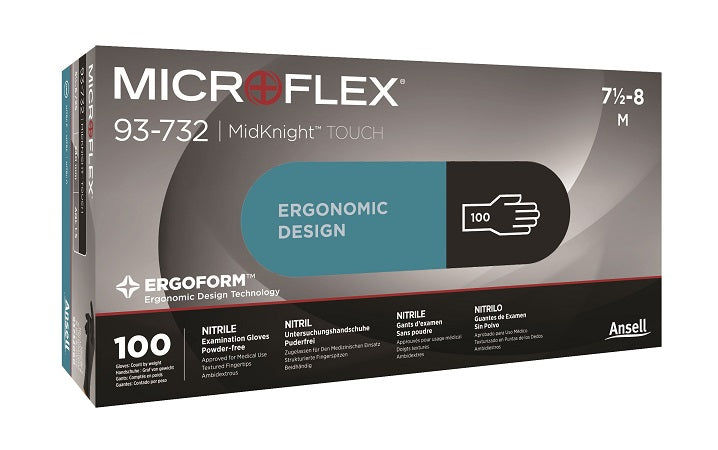 GUANTES ANSELL NITRILO MICROFLEX MIDKNIGHT TOUCH 93-732 (medida M)