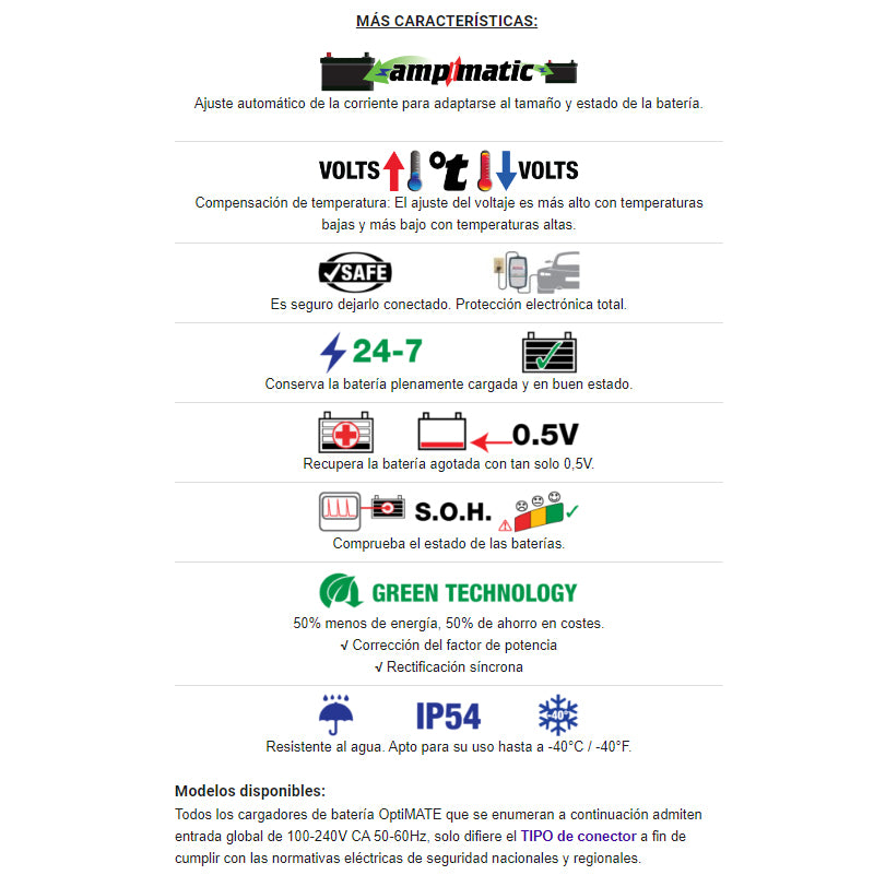 Cargador/Mantenedor de baterías Optimate 6 Select TM-370