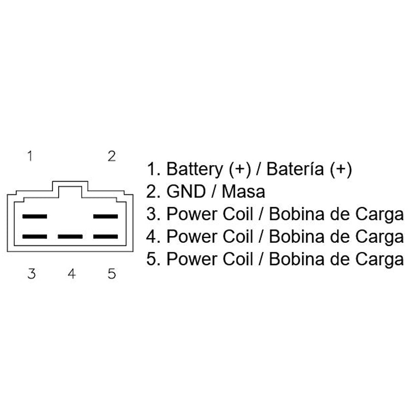 Regulador 12V - Trifase - CC 5 Cables (15 cm.) - Con Conector