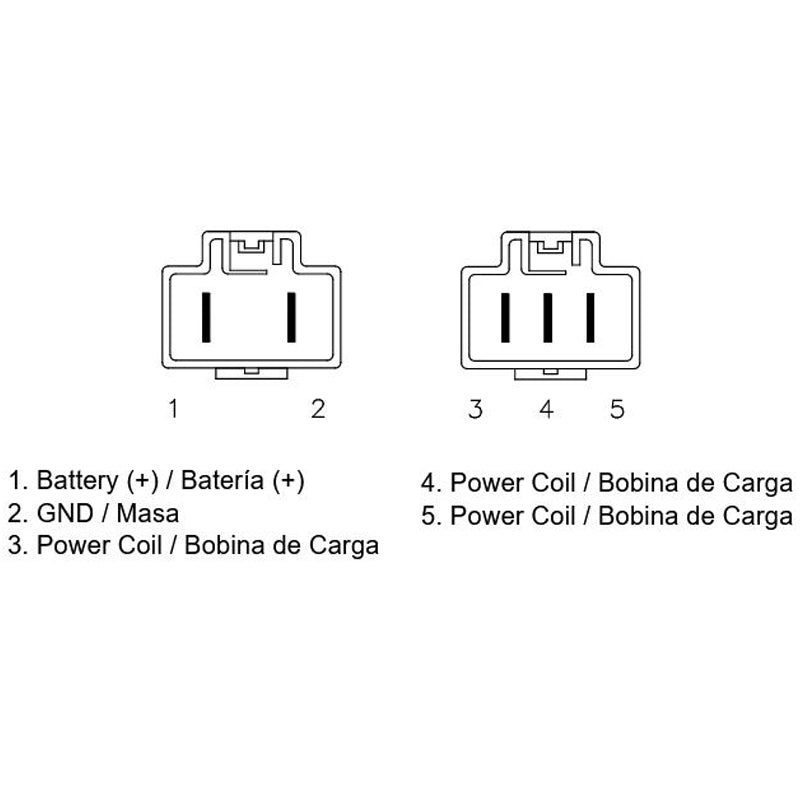 Regulador 12V/35A - Trifase Mosfet - Tipo FH008 - 5 Cables - 2 Conectores