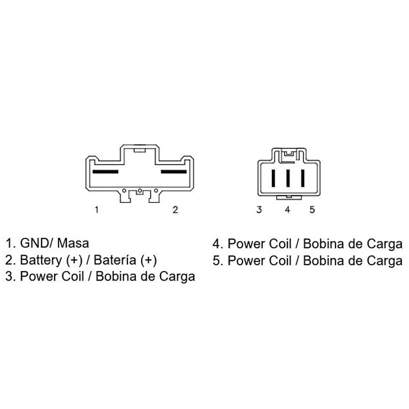 Regulador trifase mosfet 12V -C.C.- 5 cables - 2 conectores Honda Varadero 1000