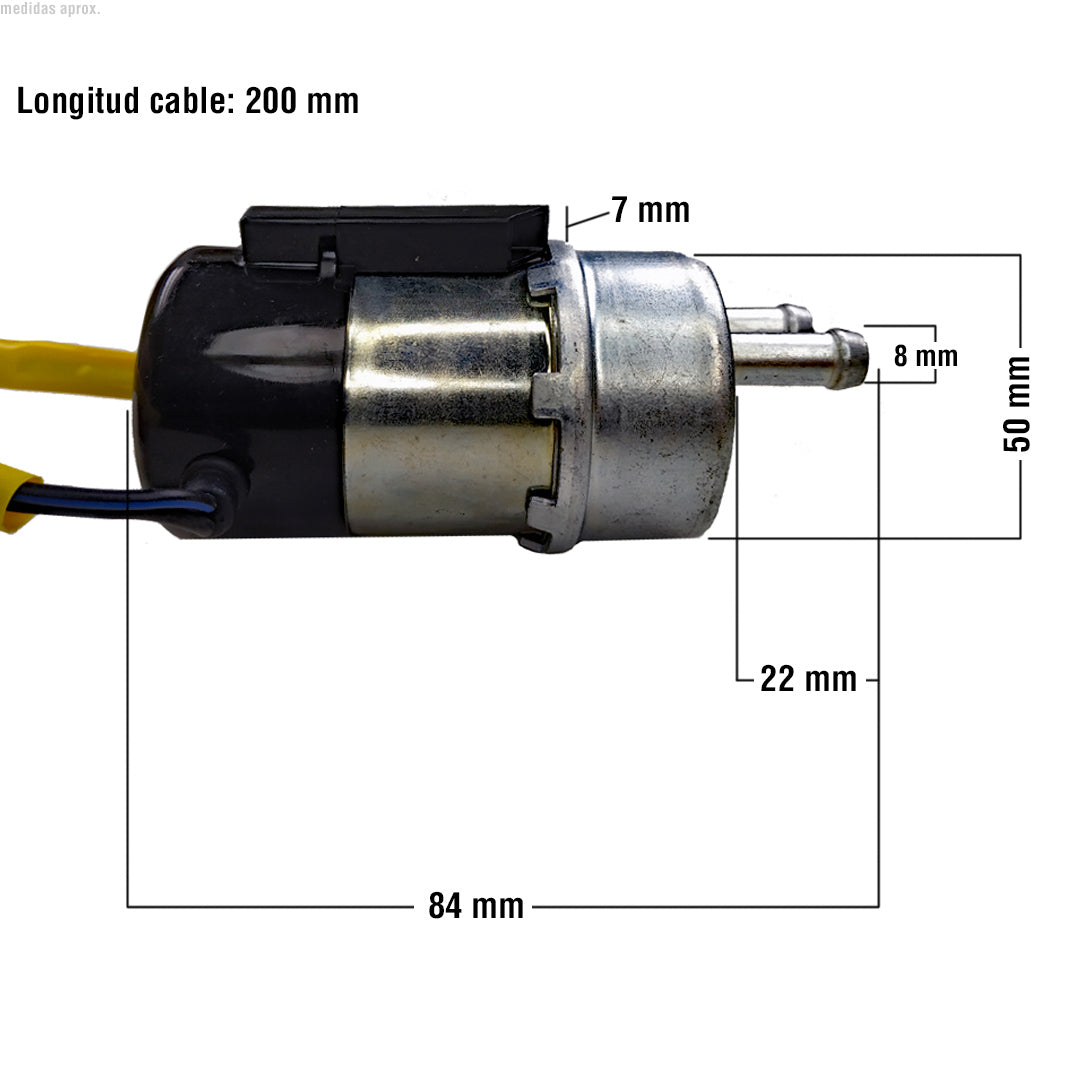 Bomba gasolina Mitsubishi Kawasaki ZZR 12V - Ø 8 mm. Cable de 200 mm