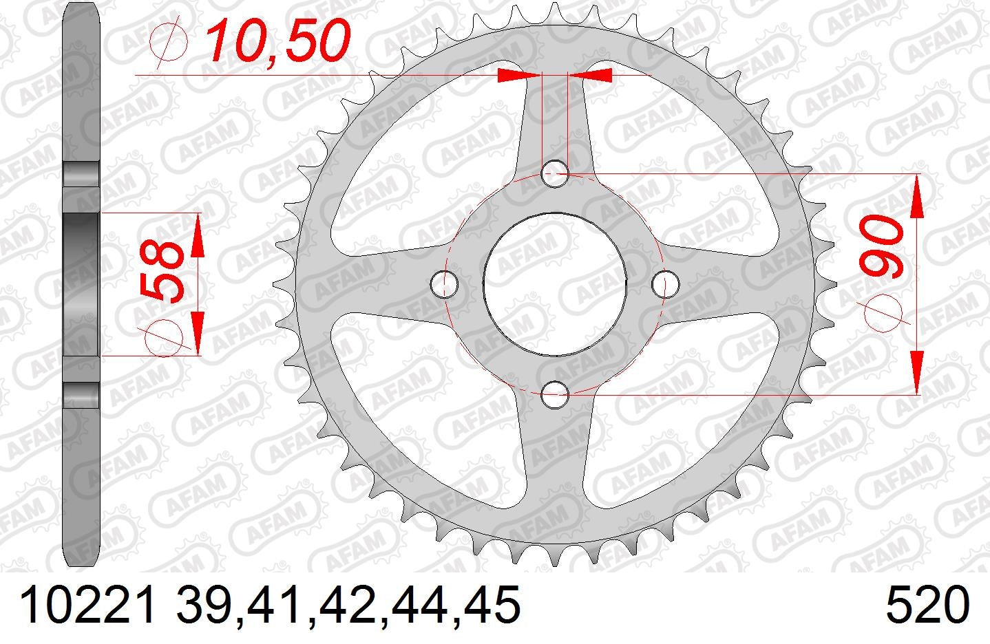 CORONA AFAM ACERO 520X45 KTM