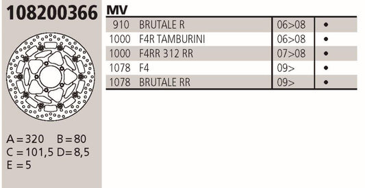 Disco BREMBO Genuine  MV AVG 1000 RR TAMBUR