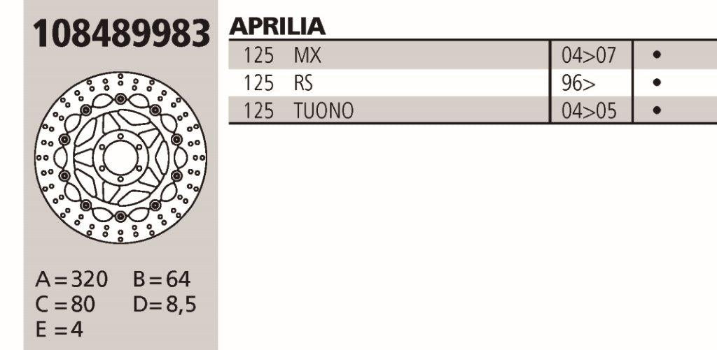 Disco BREMBO Genuine  APRILIA 125 RS/TUONO