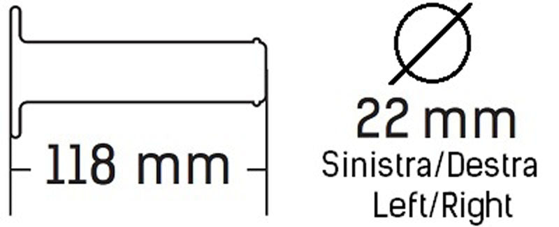 Puños Domino 22 mm Negros Cerrados D 22 mm L 118 mm