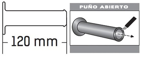 Puños Domino Turismo Antracita-Negro Abiertos D 22 mm L 120 mm