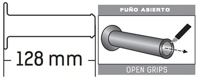Puños Domino Dakar Negros abiertos Abiertos D 22 mm L 128 mm
