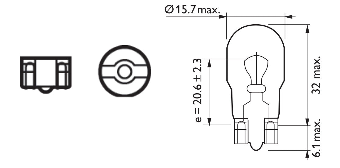 Lámpara Philips Todo Cristal T15 W16W 12V 16W
