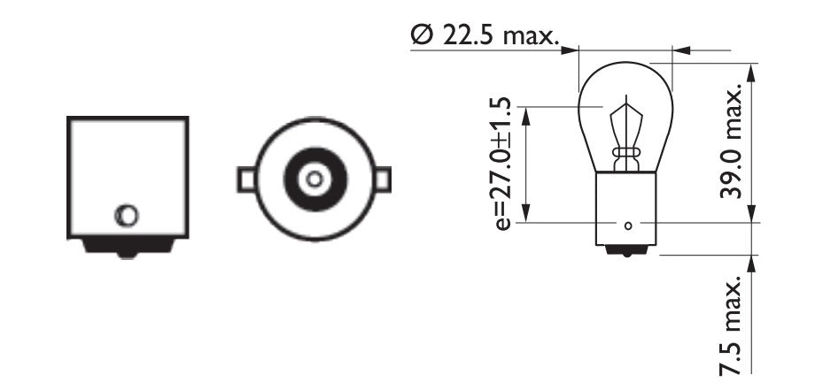 Lámpara Philips de freno Stop P22 12V 15W