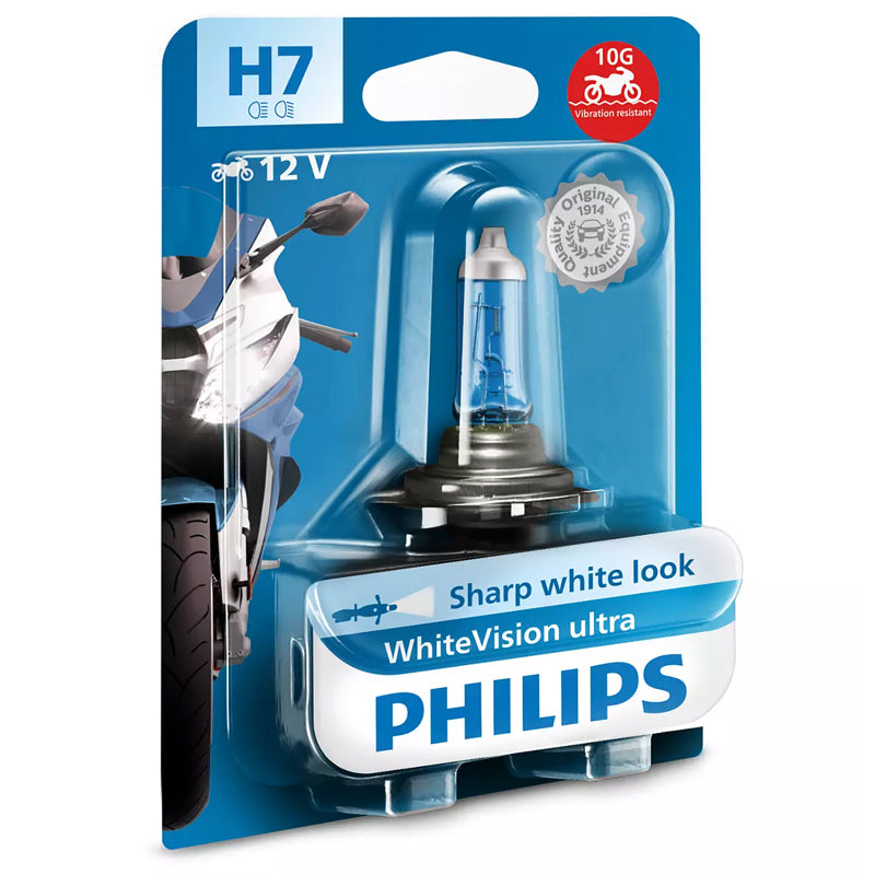 LAMPARA PHILIPS HALOGENA H7 WHITEVISION ULTRA MOTO