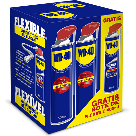 PACK WD40 DOBLE ACCION 500 ML FLEXIBLE 400 ML REGALO