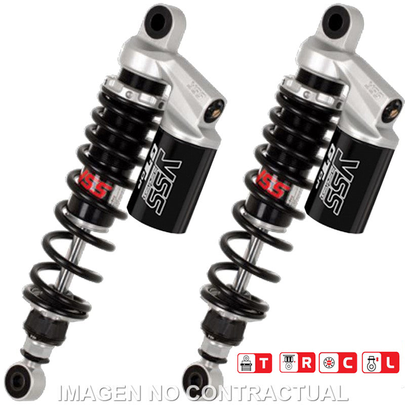 Juego Amortiguadores Traseros Yss Gas Top Line c/Botella superior Triumph Street Twin