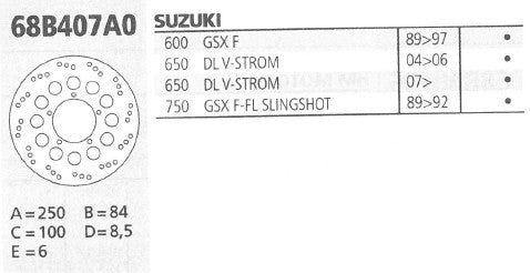 DISCO BREMBO ORO SUZUKI 600 GSX R