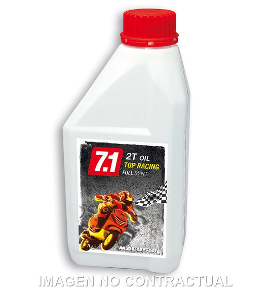 Aceite Malossi 7.1 2T Oil Top Racing Full Synt (SAE40) Envase de 1 L