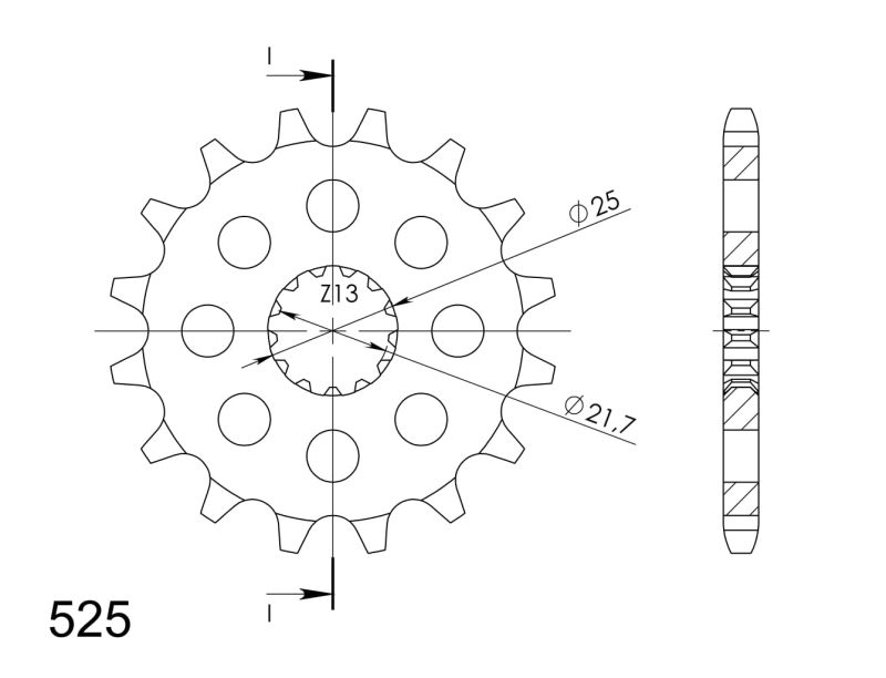 Piñón con Goma Supersprox Kawasaki-Suzuki 525 x 17