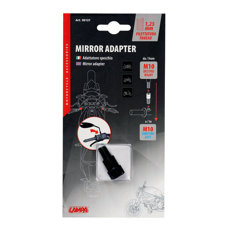 ADAPTADOR PARA ESPEJOS MOTO LAMPA ROSCA 10 MM DERECHA