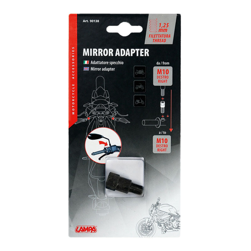 ADAPTADOR PARA ESPEJOS MOTO LAMPA ROSCA 10 MM DERECHA