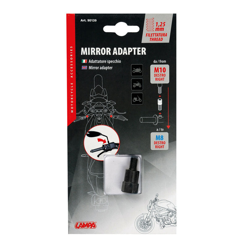 ADAPTADOR PARA ESPEJOS MOTO LAMPA ROSCA 10 MM DERECHA