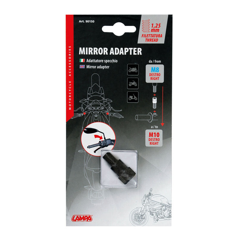 ADAPTADOR PARA ESPEJOS MOTO LAMPA ROSCA 8 MM DERECHA