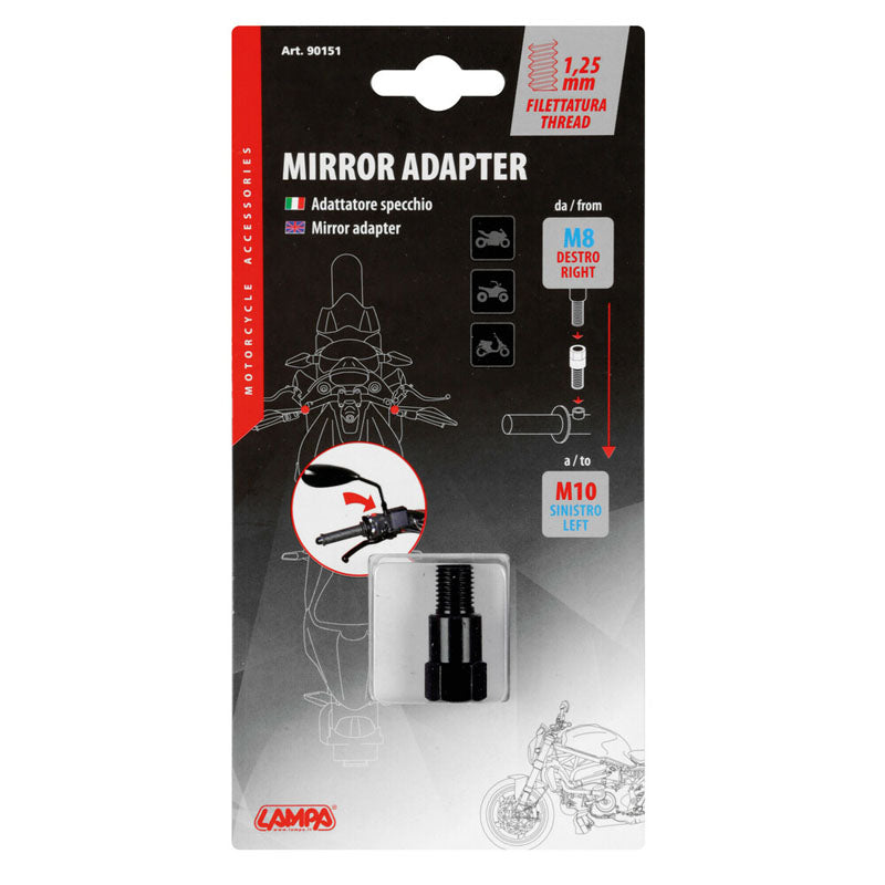 ADAPTADOR PARA ESPEJOS MOTO LAMPA ROSCA 8 MM DERECHA
