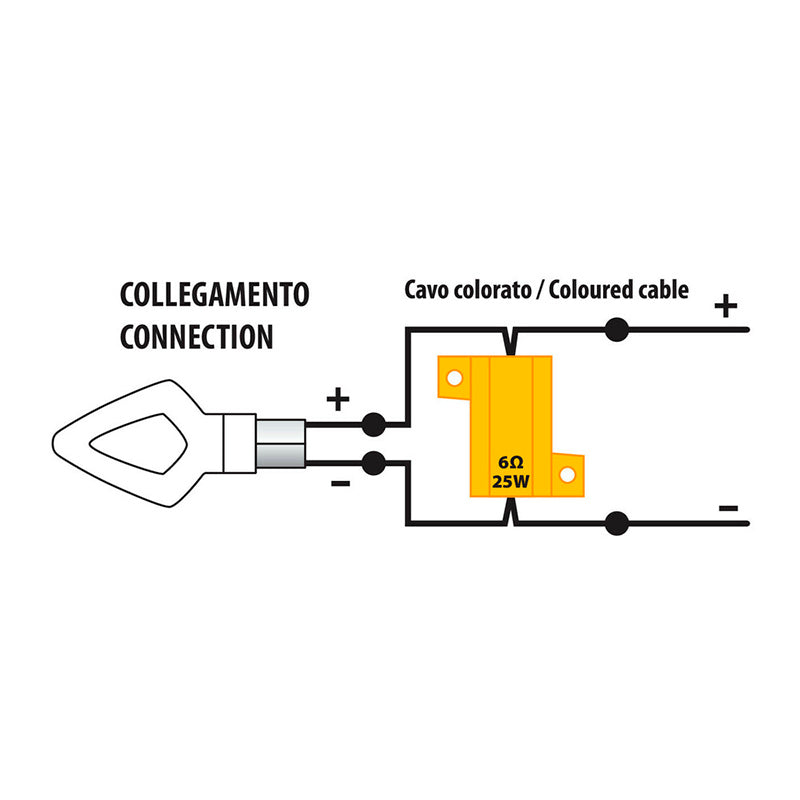 RESISTENCIAS PRECABLEADAS LAMPA CON CONECTORES RÁPIDOS 12V 6 OHM 25 W (2 UND.)