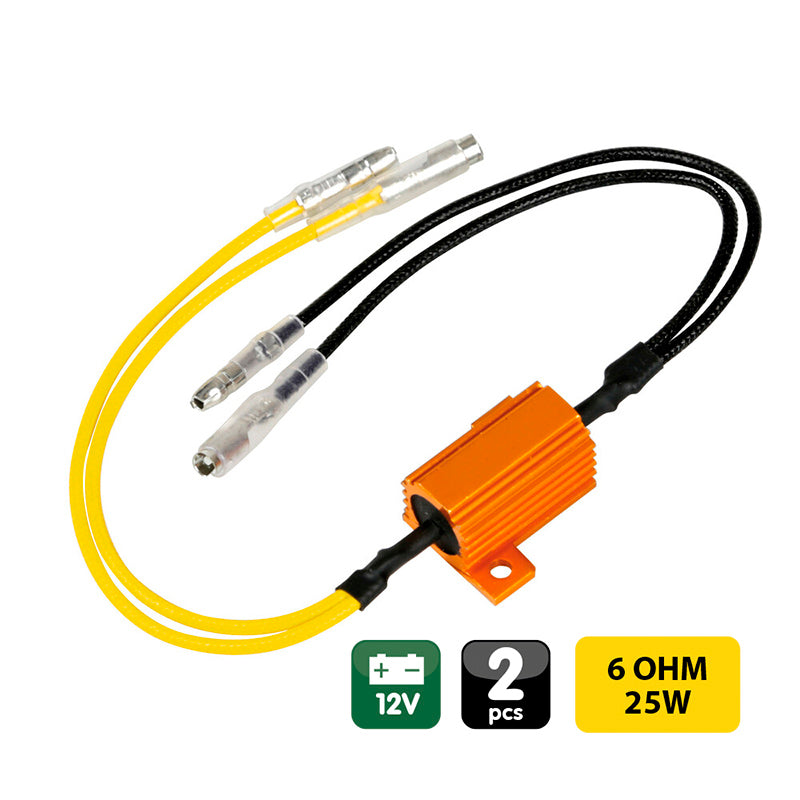 RESISTENCIAS PRECABLEADAS LAMPA CON CONECTORES RÁPIDOS 12V 6 OHM 25 W (2 UND.)