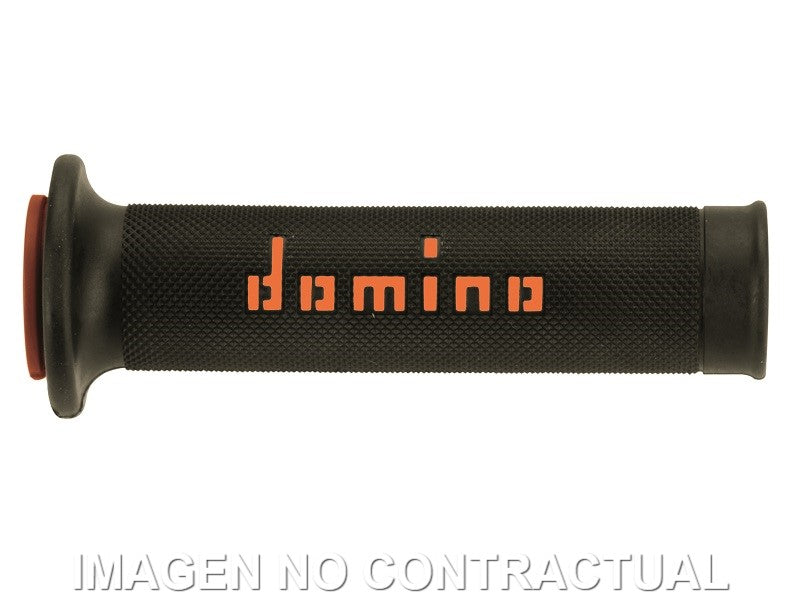 Puños Domino On Road Negro - Naranja Abiertos D 22 mm L 120-125 mm