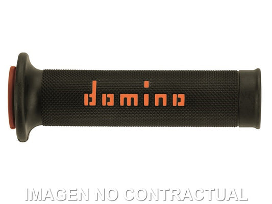Puños Domino On Road Negro - Naranja Abiertos D 22 mm L 120-125 mm