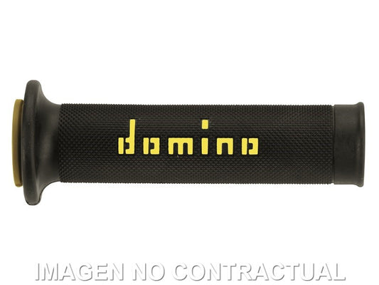 Puños Domino On Road Negro - Amarillo Abiertos D 22 mm L 120-125 mm