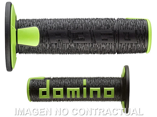 Puños Domino OFF Road Rps Negro - Verde Cerrados D 22 mm L 120 mm