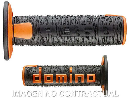Puños Domino OFF Road RPS Negro - Naranja Cerrados D 22 mm L 120 mm