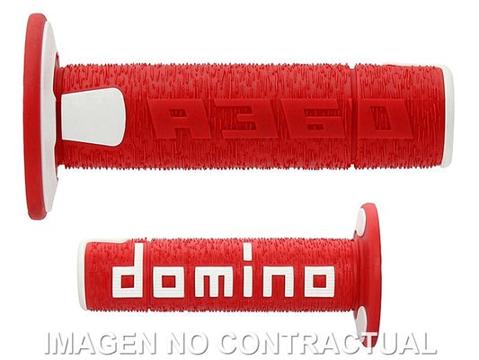 Puños Domino OFF Road RPS Rojo / Blanco Cerrados D 22 mm L 120 mm