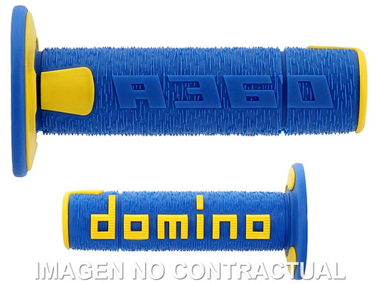 Puños Domino OFF Road RPS Azul - Amarillo Cerrados D 22 mm L 120 mm