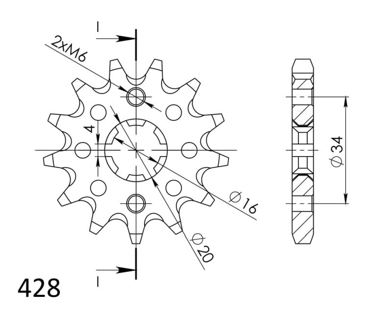 Piñón Supersprox Yamaha 428 x 14