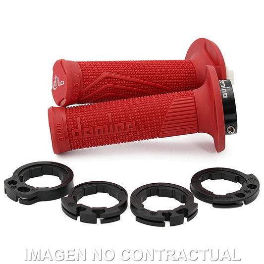 Puños Domino D100 OFF Road Color Rojo D-Lock con sistema de fijación «Lock On»