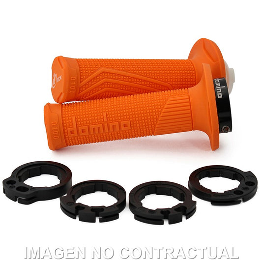 Puños Domino D100 OFF Road Color Naranja D-Lock con sistema de fijación «Lock On»