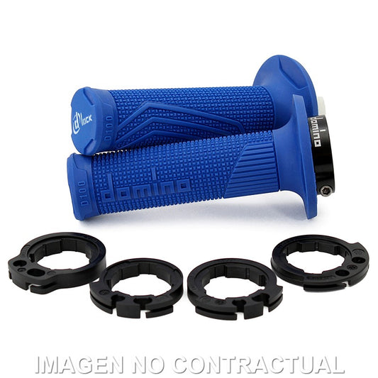 Puños Domino D100 OFF Road Color Azul D-Lock con sistema de fijación «Lock On»