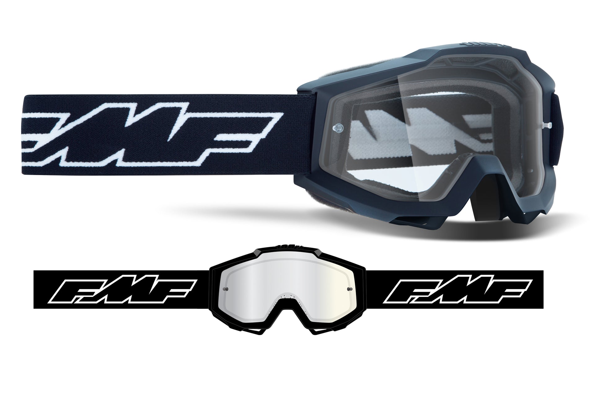 FMF POWERBOMB YOUTH (JUNIOR) GOGGLE ROCKET BLACK - CLEAR LENS