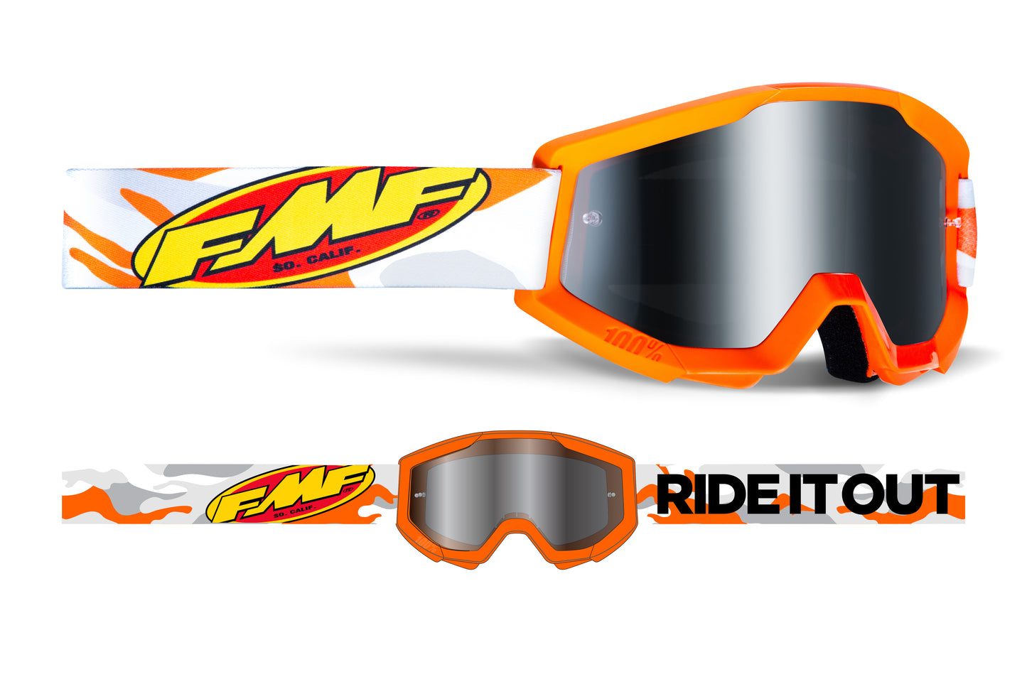 FMF POWERCORE YOUTH (JUNIOR) GOGGLE ASSAULT GREY - MIRROR SILVER
