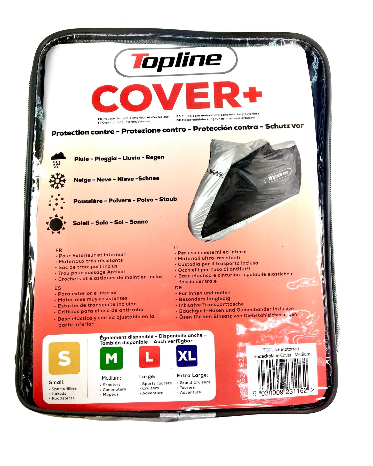 Funda protectora moto Topline gris Talla S