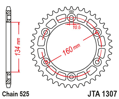 Corona JT SProckets Aluminio JTA1307.42BLK