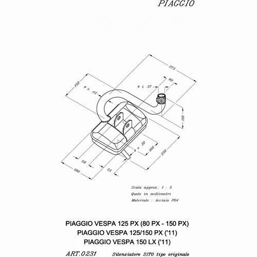 Silencioso Leovince Sito Vespa PX 125/150
