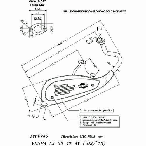 Silencioso Leovince Sitoplus Piaggio Vespa LX 50 4T